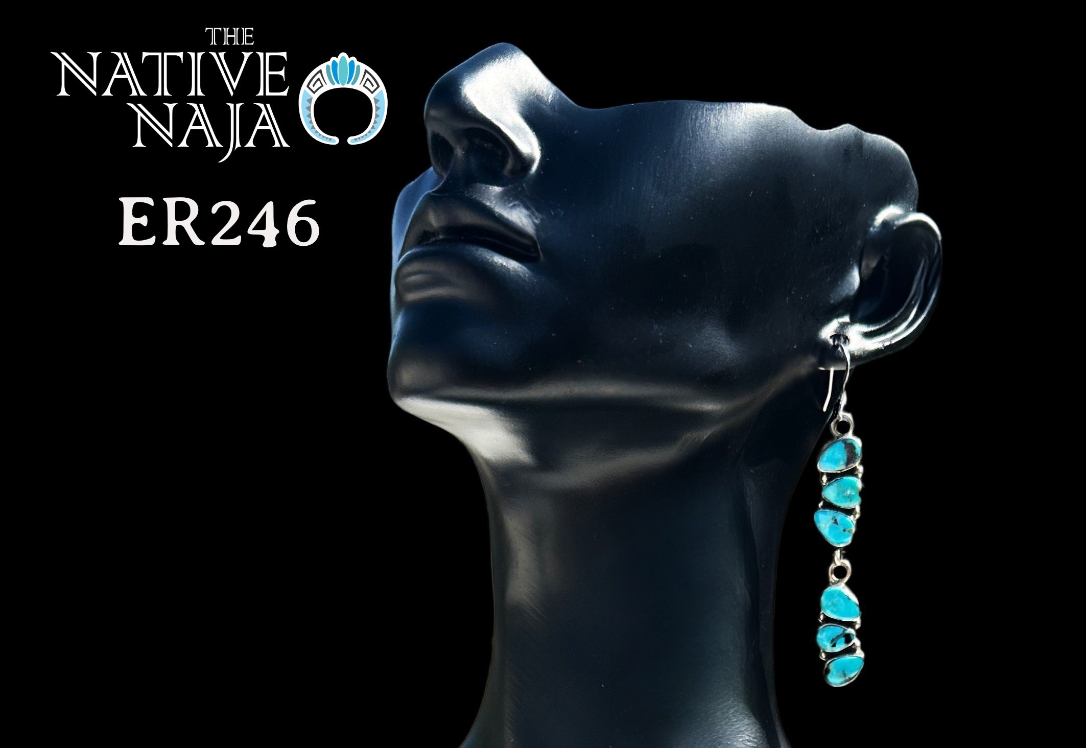 Navajo Loretta Delgarito Kingman Turquoise & Sterling Silver French Hook Drop Earrings ER246