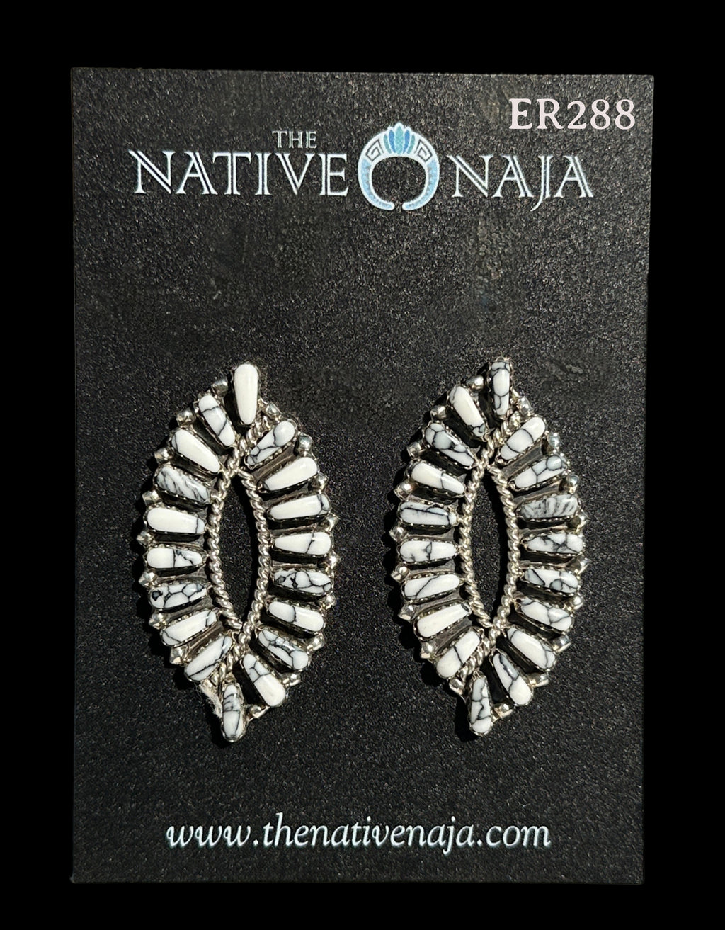 Navajo Tamara Benally Sterling Silver & White Buffalo Petit Point Post Earrings ER288