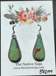 Navajo Robert Shakey Royston Turquoise & Sterling Silver French Hook Earrings ER299