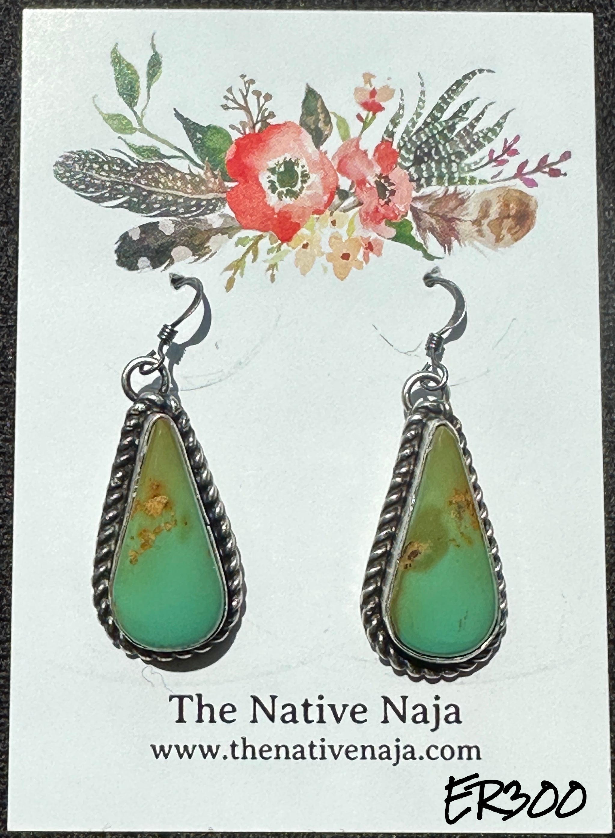 Navajo Robert Shakey Royston Turquoise & Sterling Silver French Hook Earrings ER300