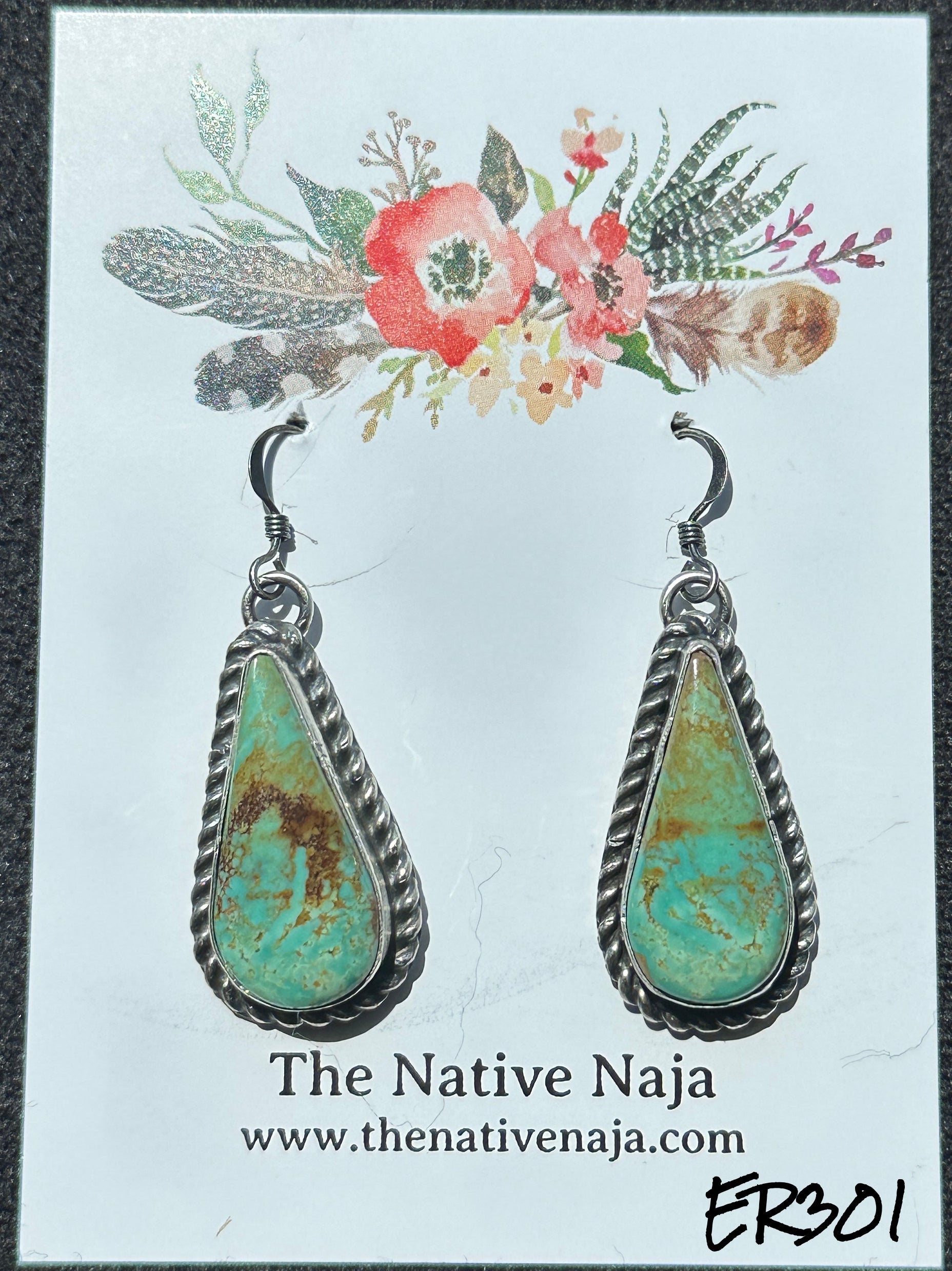 Navajo Robert Shakey Royston Turquoise & Sterling Silver French Hook Earrings ER301