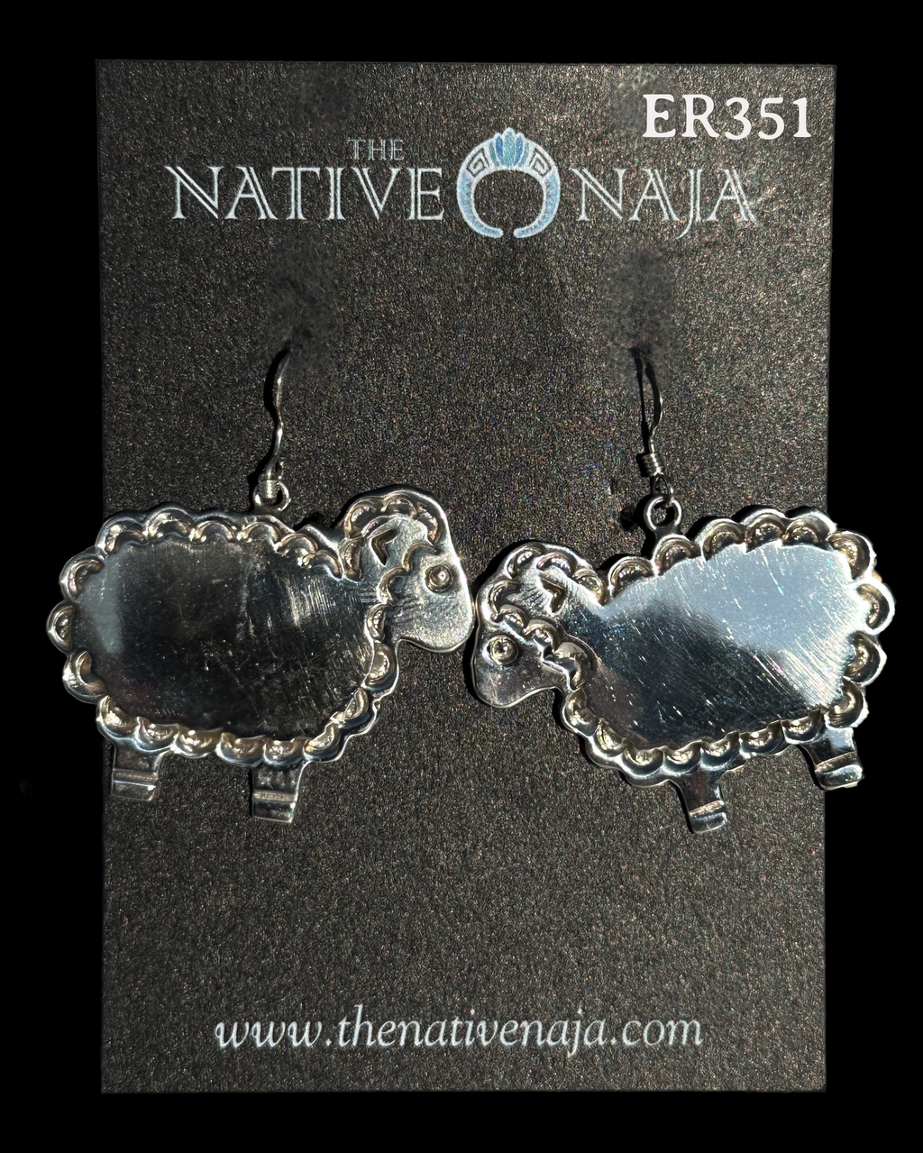 Navajo Robbie Manuelito Sterling Silver Sheep French Hook Earrings ER351