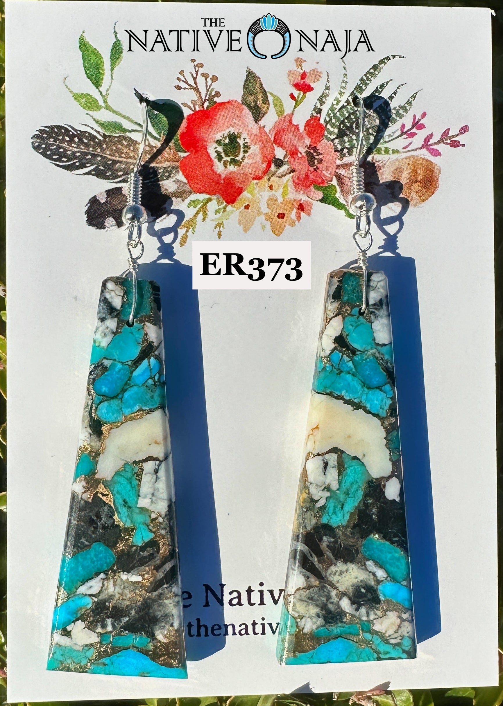 Navajo Jameson Pete Sterling Silver & White Buffalo Composite French Hook Earrings ER373