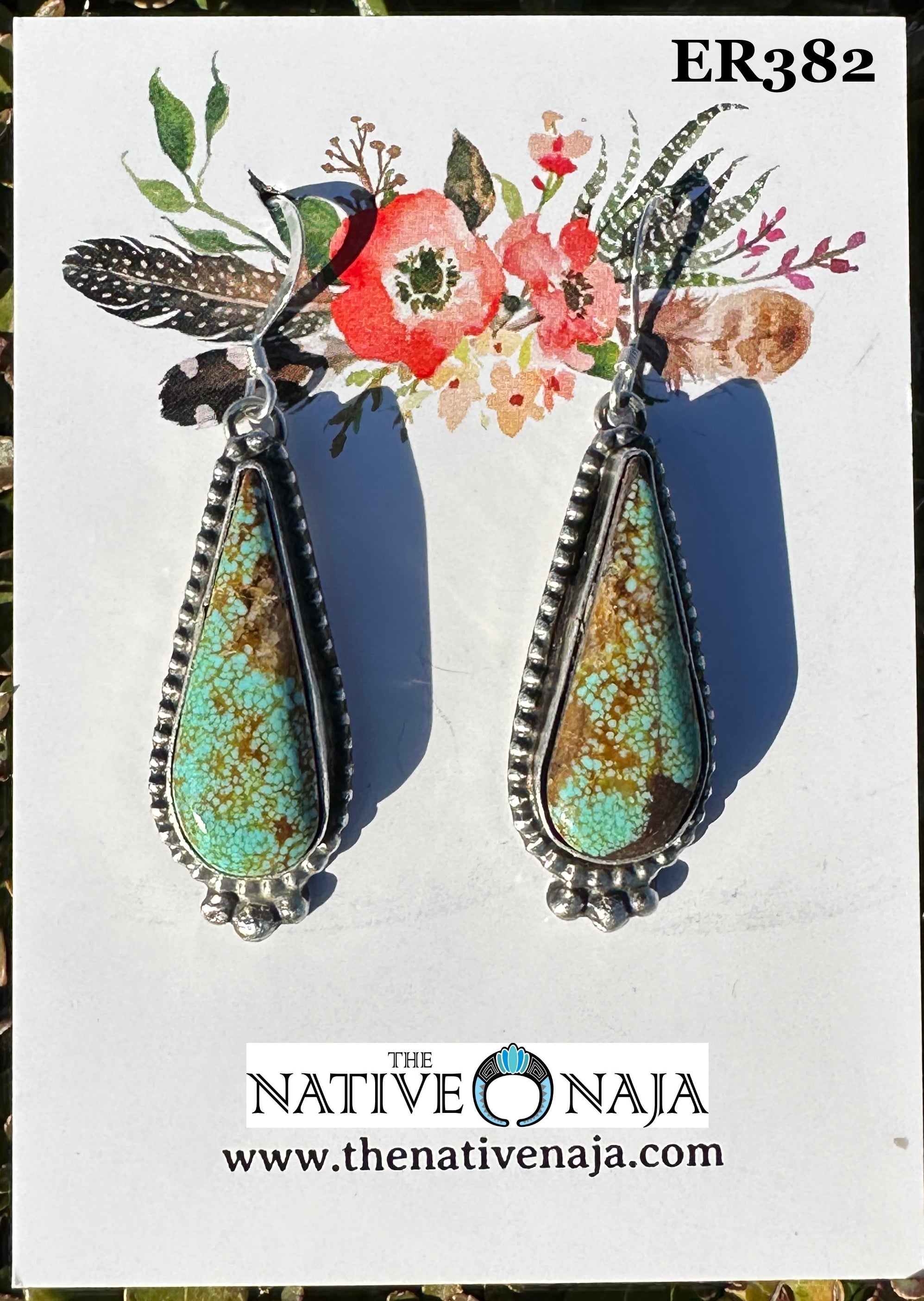 Navajo Fitzgerald Plummer Mine #8 Turquoise & Sterling Silver French Hook Earrings ER382