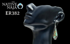 Navajo Fitzgerald Plummer Mine #8 Turquoise & Sterling Silver French Hook Earrings ER382