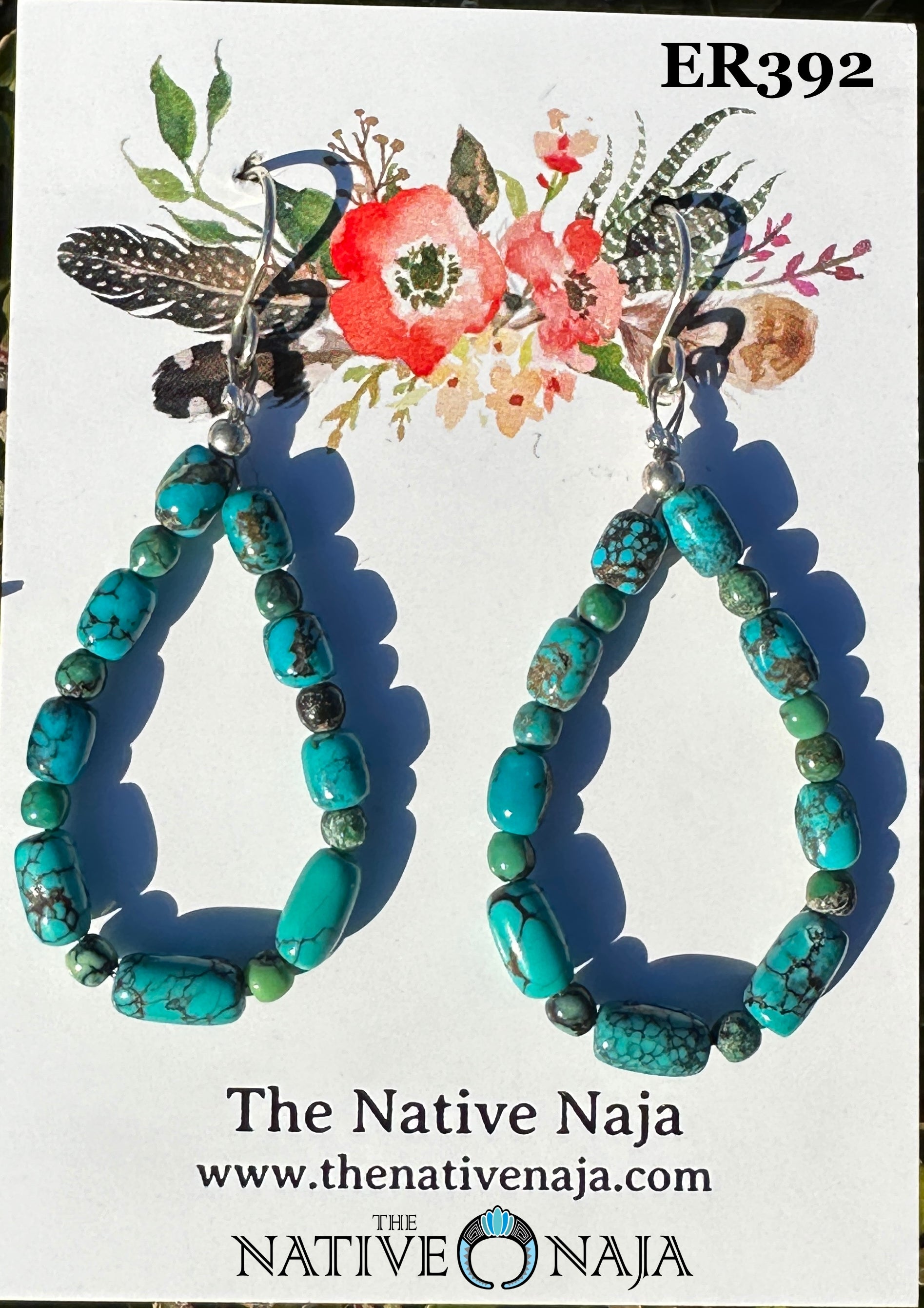 Navajo Strung Kingman Turquoise & Sterling Silver French Hook Earrings ER392