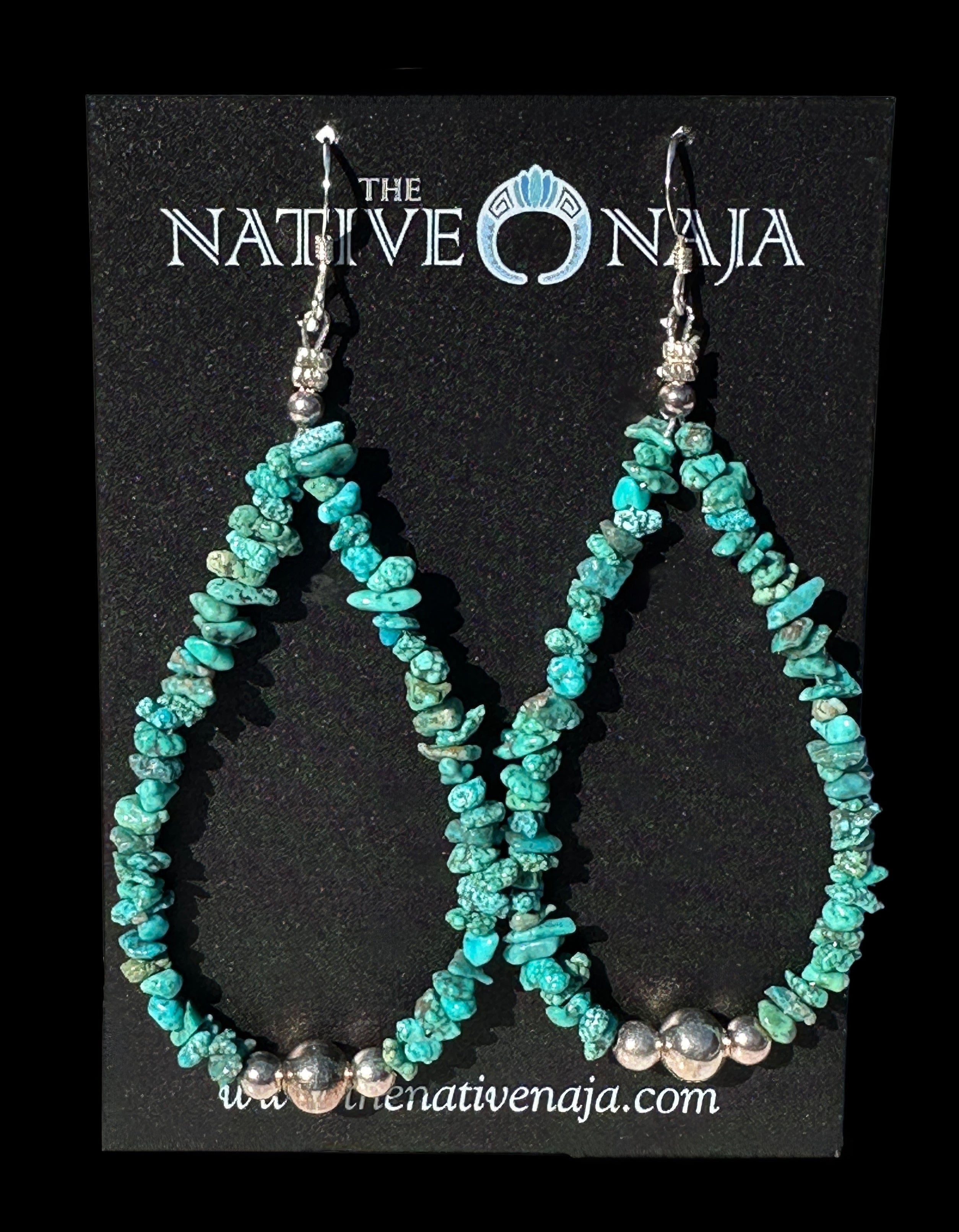 Navajo Strung Kingman Turquoise & Sterling Silver French Hook Earrings ER395