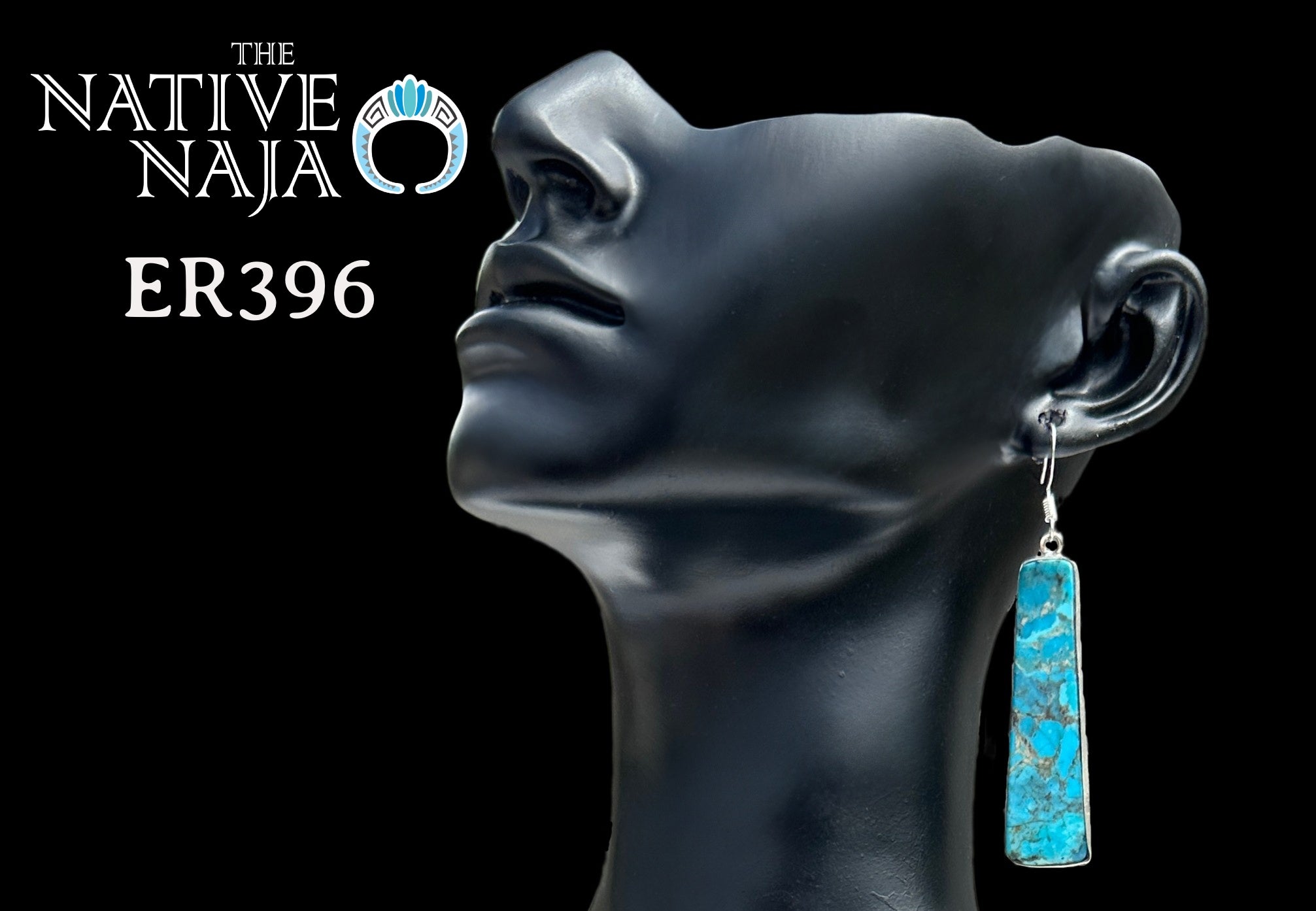 Navajo Artist Veronica Tortalita Composite Turquoise Slab & Sterling Silver Wrapped French Hook Earrings ER396