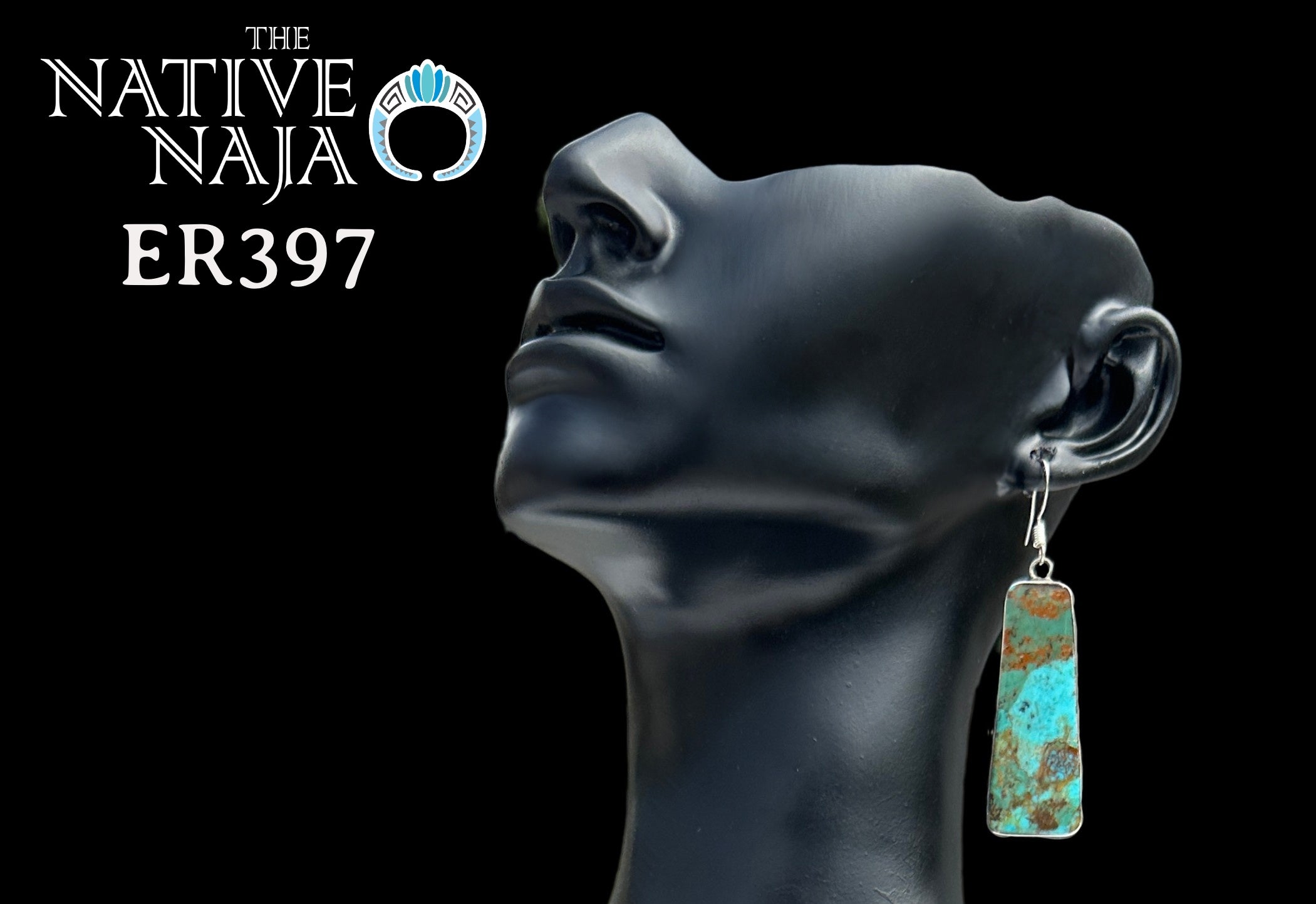 Navajo Artist Veronica Tortalita Composite Turquoise Slab & Sterling Silver Wrapped French Hook Earrings ER397