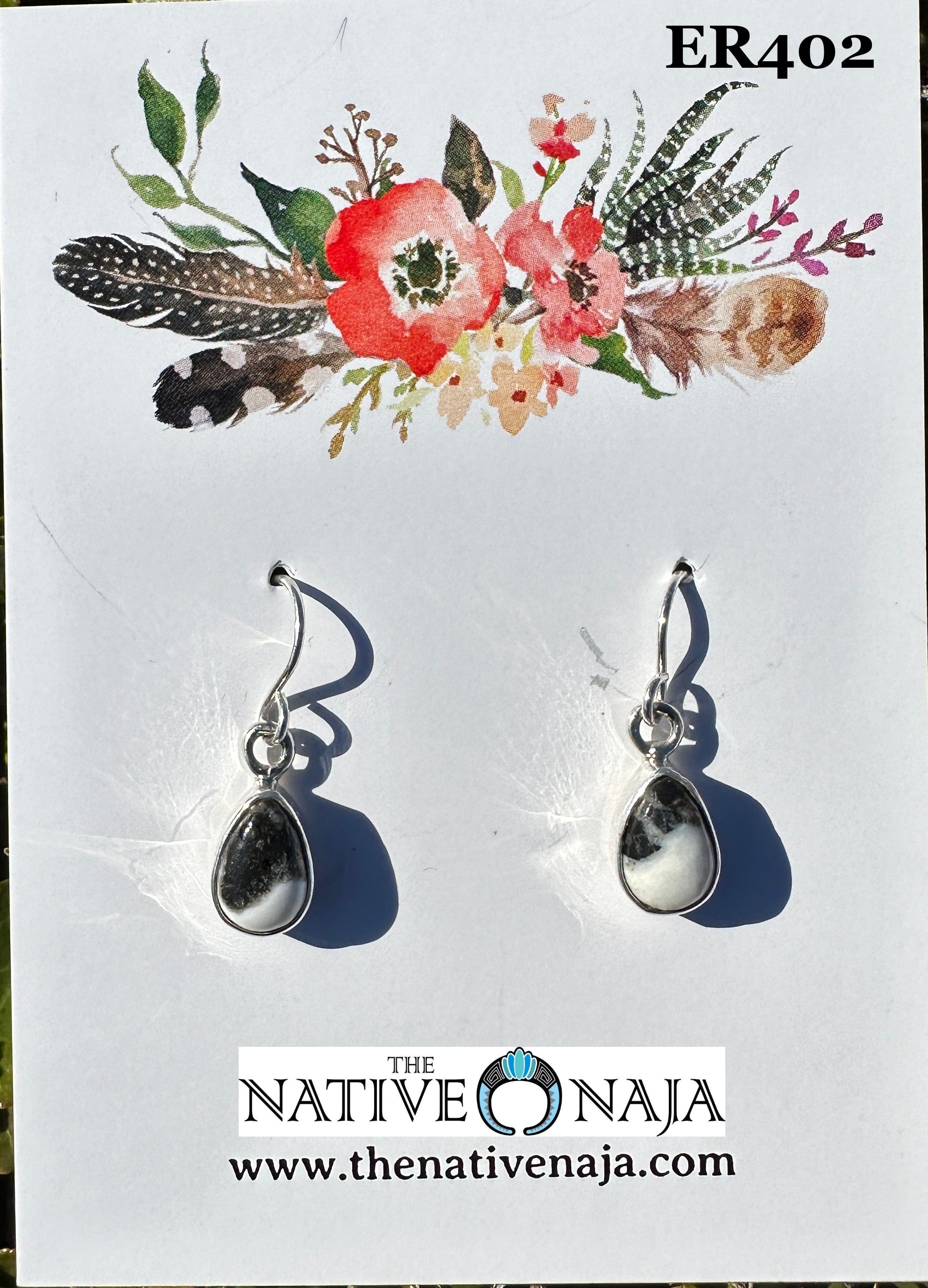 Navajo Artist Signed White Buffalo $ Sterling Silver Dainty Post Drop Earrings ER402