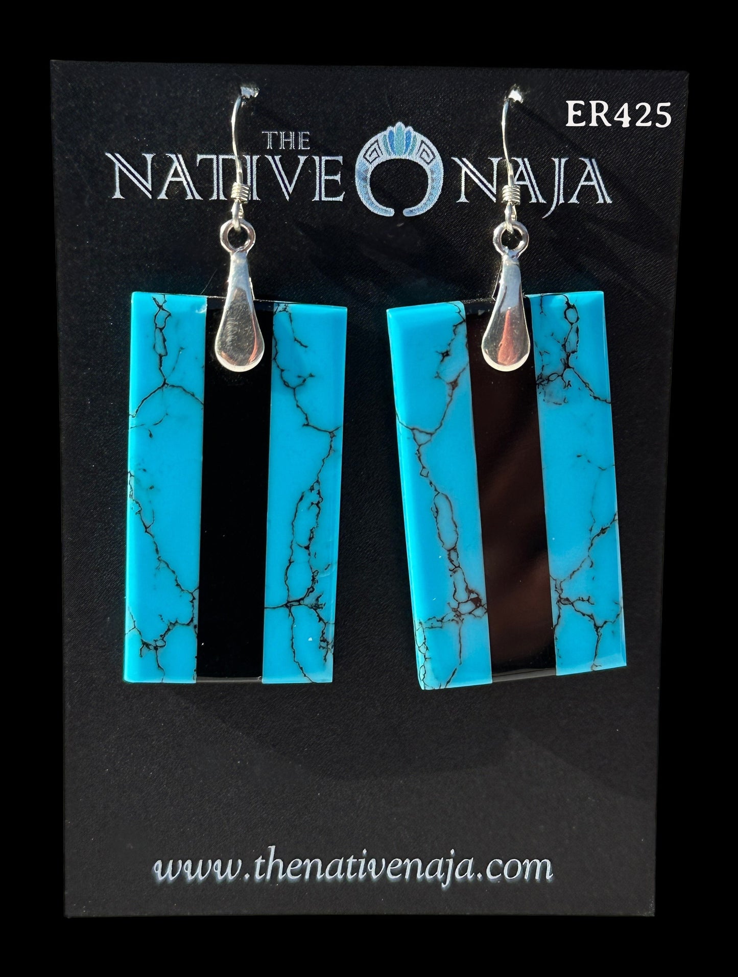 NM Artist Chris Wicketts Sterling Silver & Composite Turquoise French Hook Earrings ER425