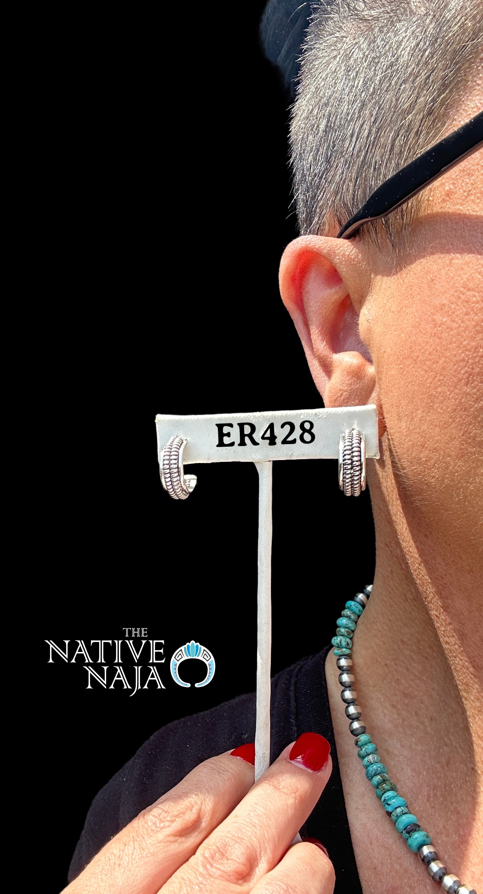 Navajo Caroline Tsosie Handmade Sterling Silver Double Row Twisted Wire Hoop Post Earring ER428