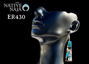 Navajo Jameson Pete Sterling Silver White Buffalo & Turquoise Composite Slab French Hook Earring ER430