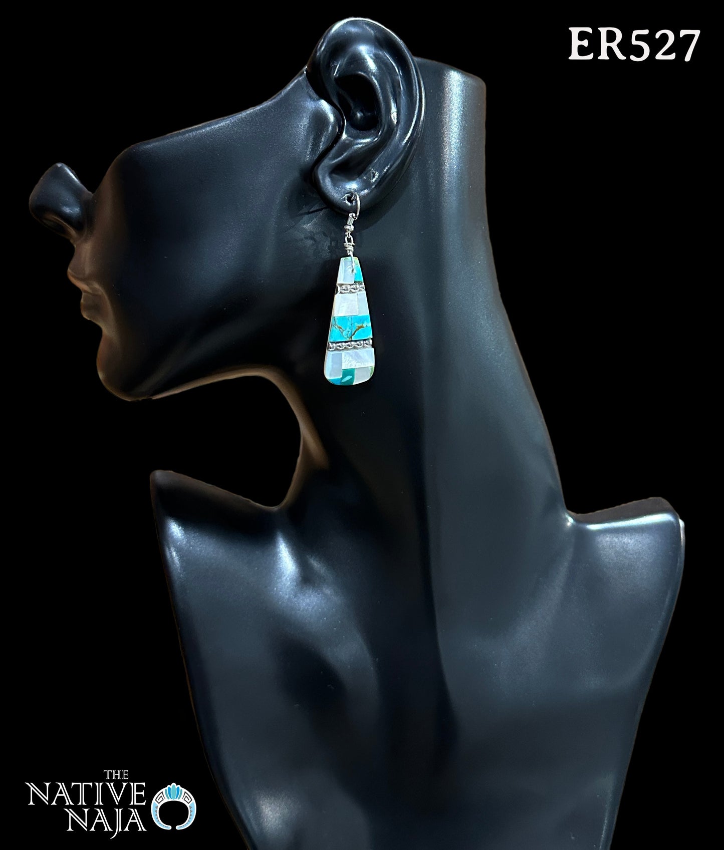 Santo Domingo Pueblo Artist Daniel Coriz Inlay Slab French Hook Earrings ER527