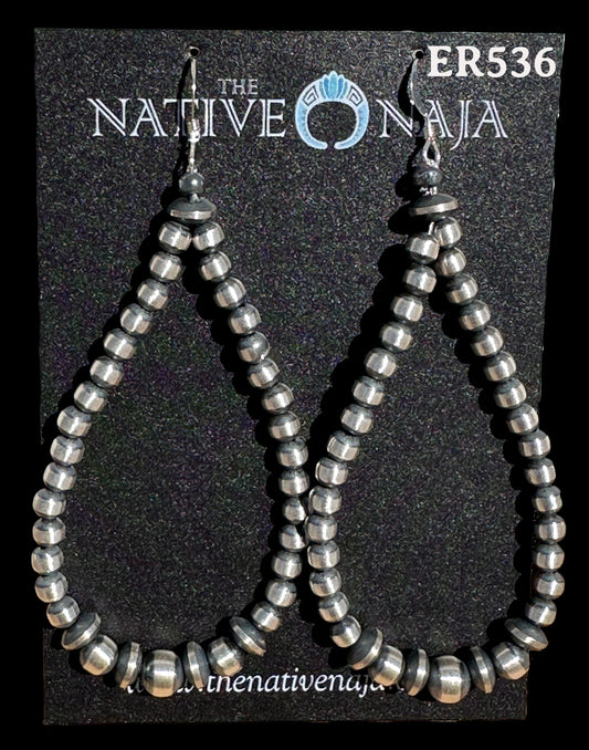 Large Sterling Silver Navajo Pearl French Hook Earrings ER536