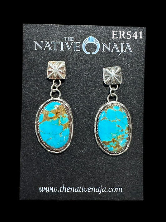 Navajo Ernest Hawthorne Sterling Silver & Kingman Post/Dangle Earrings ER541