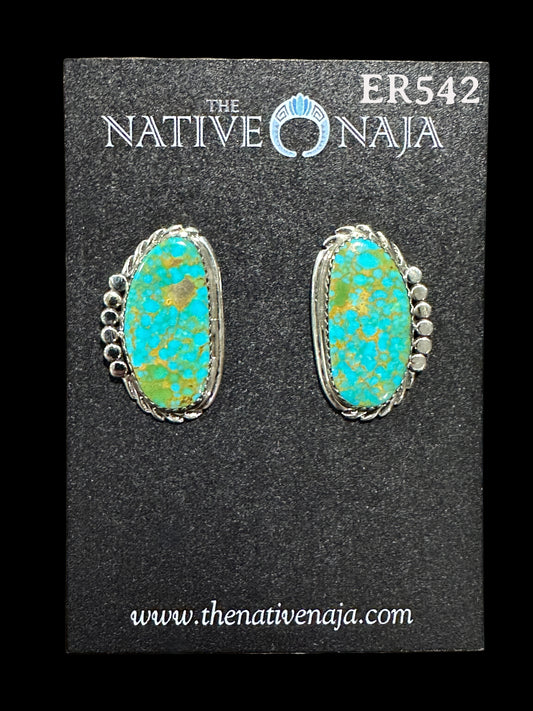 Navajo Artist Delores Cadman Sterling Silver & Kingman Post Earrings ER542