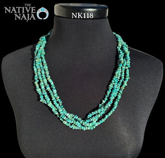 26.5" Chimney Butte 4 Strand Kingman Turquoise Nugget Necklace NK118