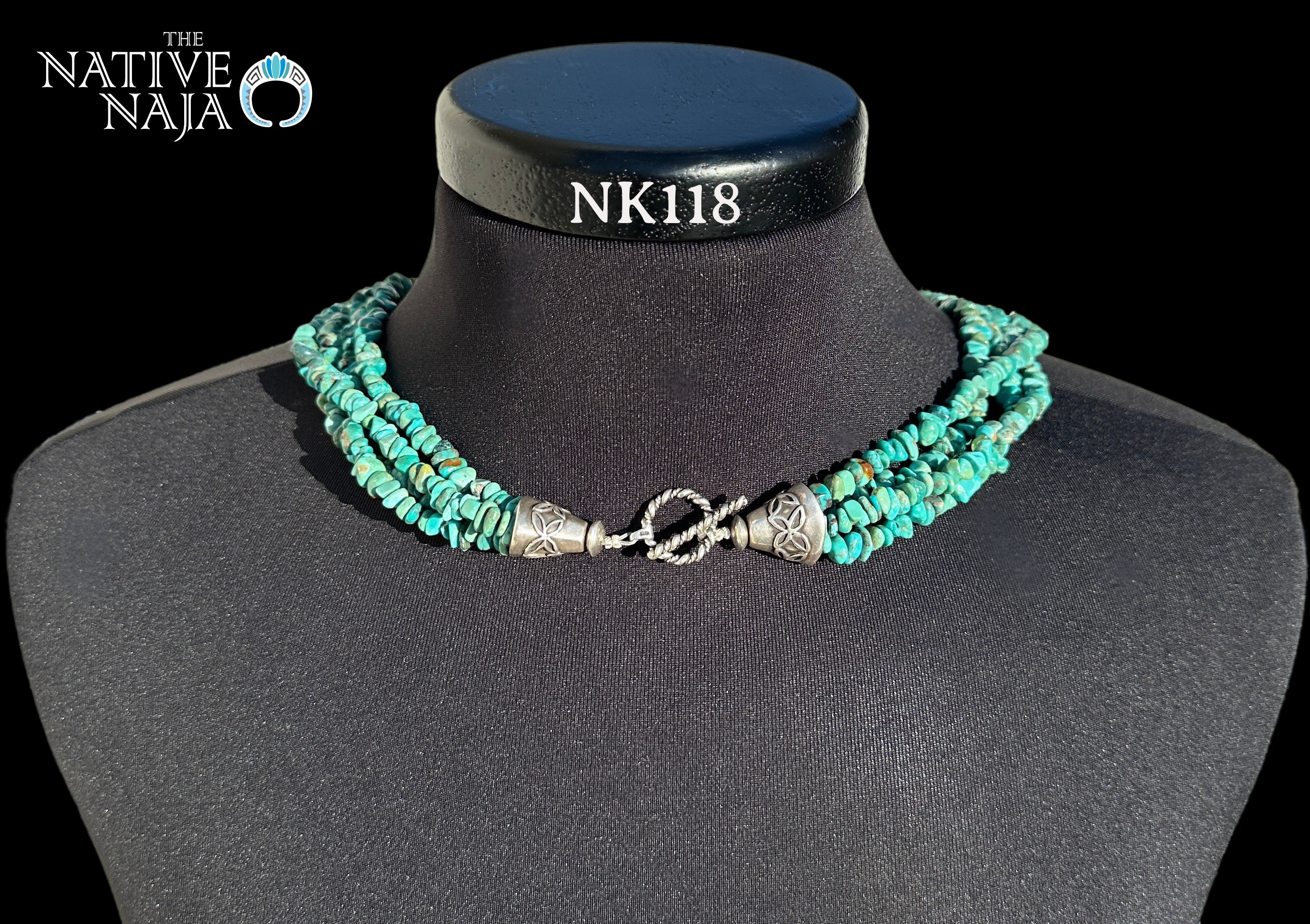 26.5" Chimney Butte 4 Strand Kingman Turquoise Nugget Necklace NK118