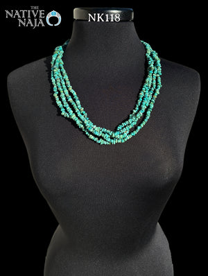 26.5" Chimney Butte 4 Strand Kingman Turquoise Nugget Necklace NK118