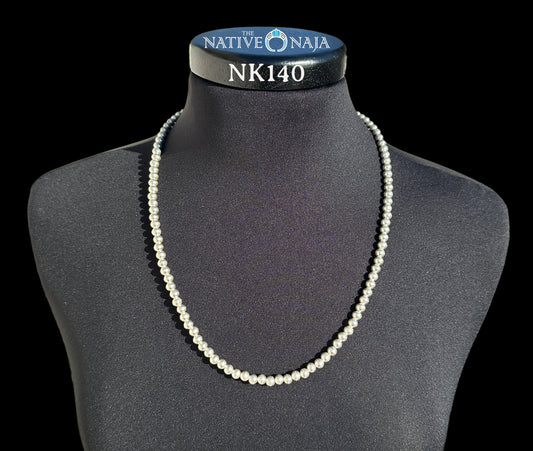 Navajo Chimney Butte 24.5" Polished Shiny Sterling Silver 6mm Navajo Pearls Necklace NK140