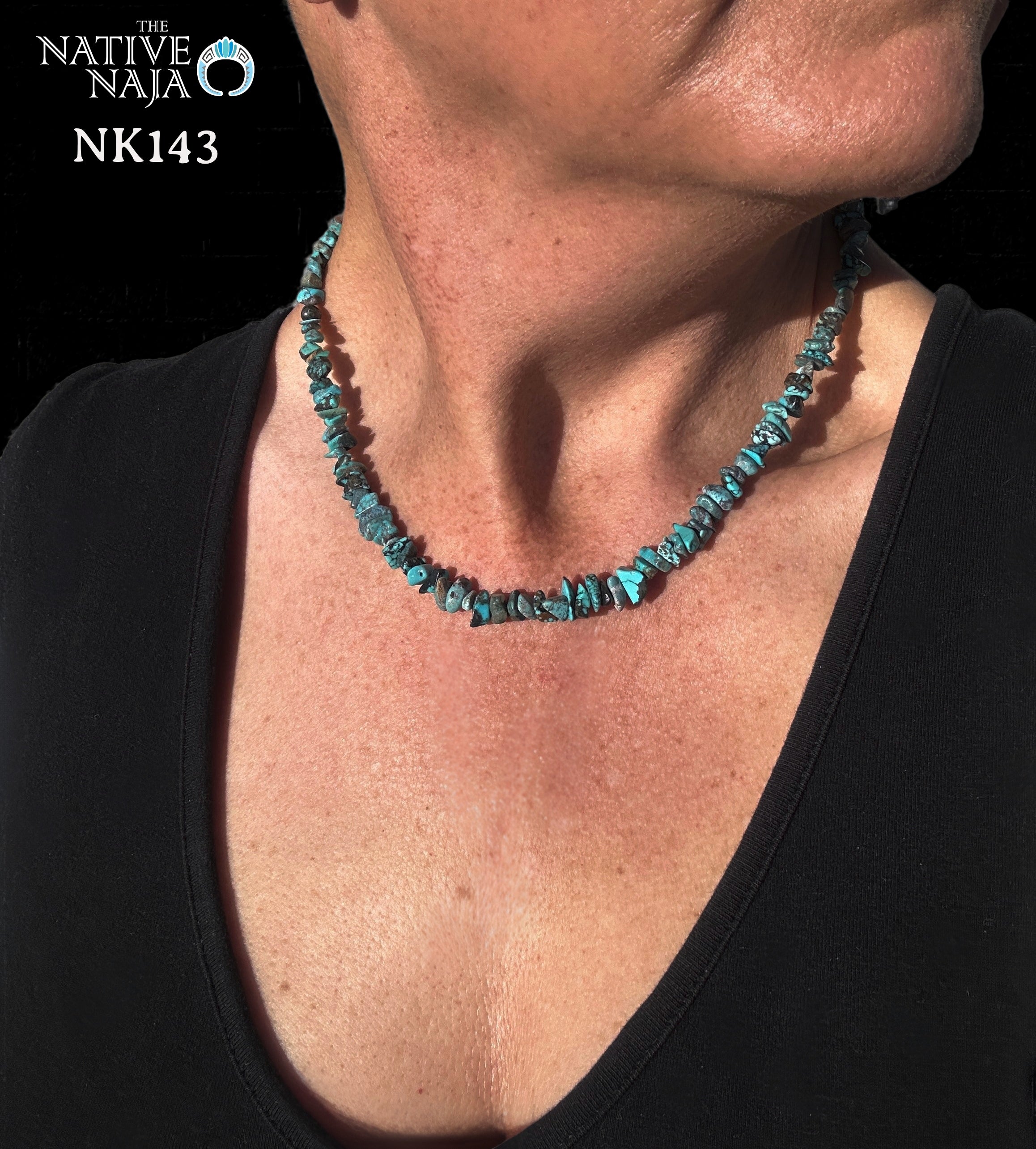 Navajo 18" Single Stand Sky Horse Nugget Turquoise Necklace NK143