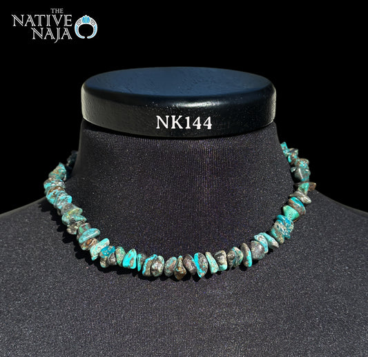 Navajo 17" Single Stand Sky Horse Nugget Turquoise Necklace NK144