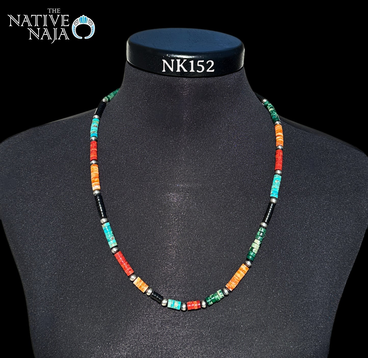 Navajo Artist Fred Archuleta Sterling Silver Multi Stone Heishi Beads & Navajo Pearls 24" Necklace NK152