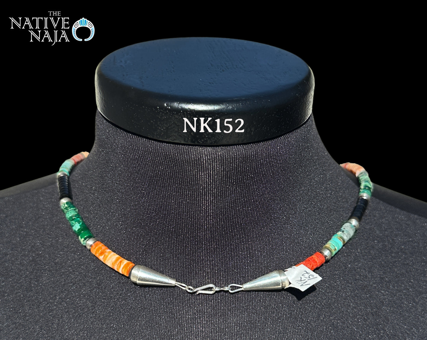 Navajo Artist Fred Archuleta Sterling Silver Multi Stone Heishi Beads & Navajo Pearls 24" Necklace NK152