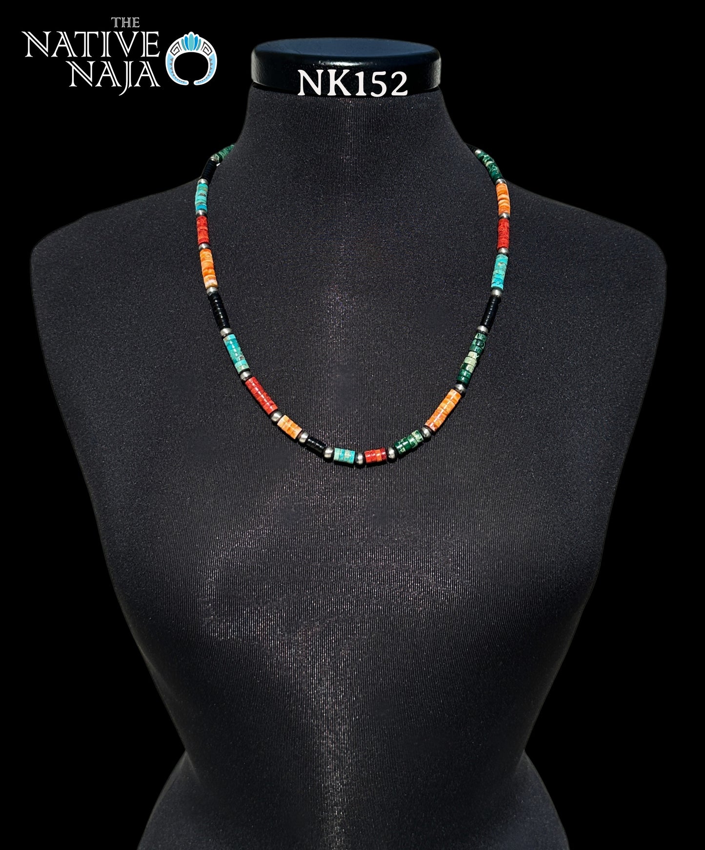 Navajo Artist Fred Archuleta Sterling Silver Multi Stone Heishi Beads & Navajo Pearls 24" Necklace NK152