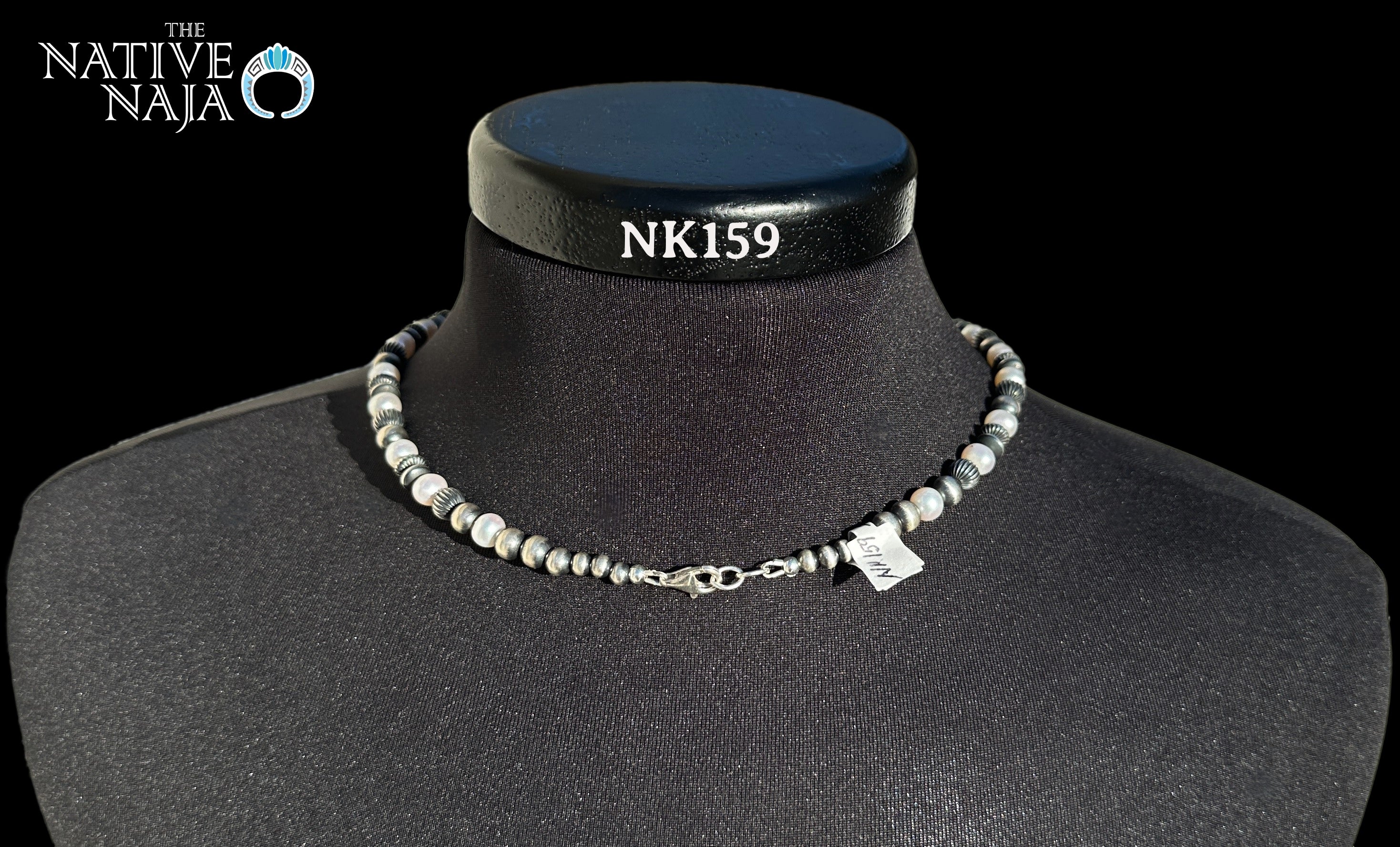 Navajo Hand Strung Sterling Silver Navajo Pearls & Freshwater Pearls 20" Necklace NK159