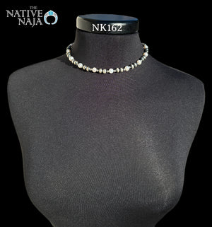 Navajo Hand Strung 7mm Sterling Silver Navajo Pearls & Freshwater Pearls 16" Necklace NK162