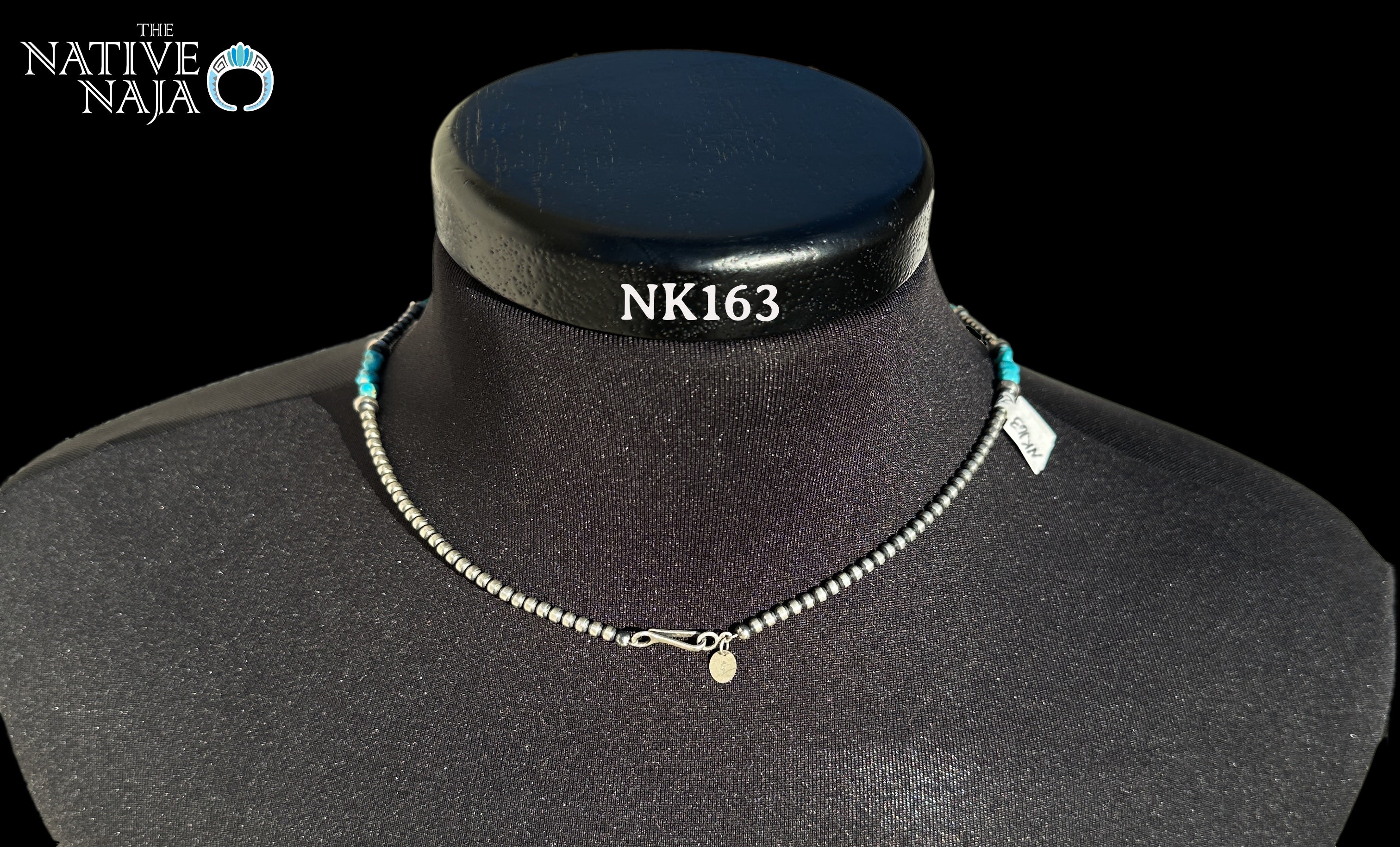 Dainty Navajo Hand Strung Sterling Silver Navajo Pearls & Kingman Turquoise 20" Lariat Necklace NK163