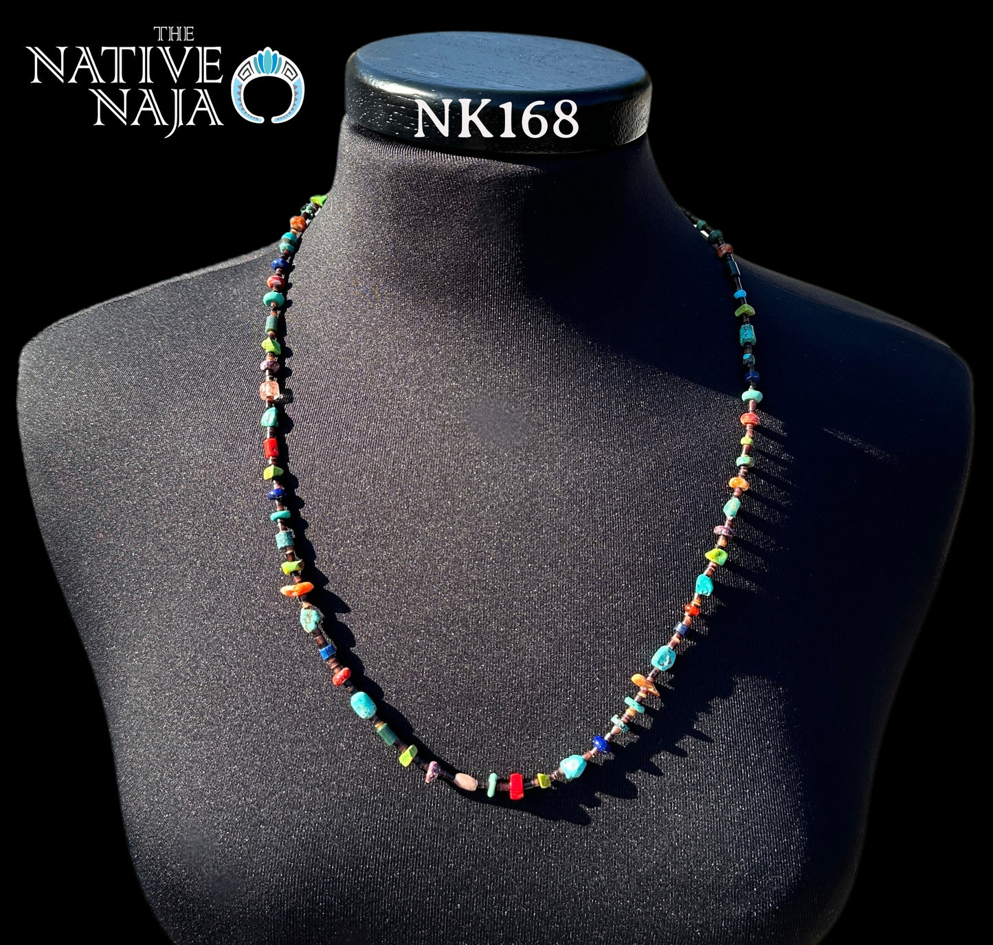 Navajo Hand Strung Sterling Silver Single Strand Multi Stone & Heishi Beads 26" Necklace NK168