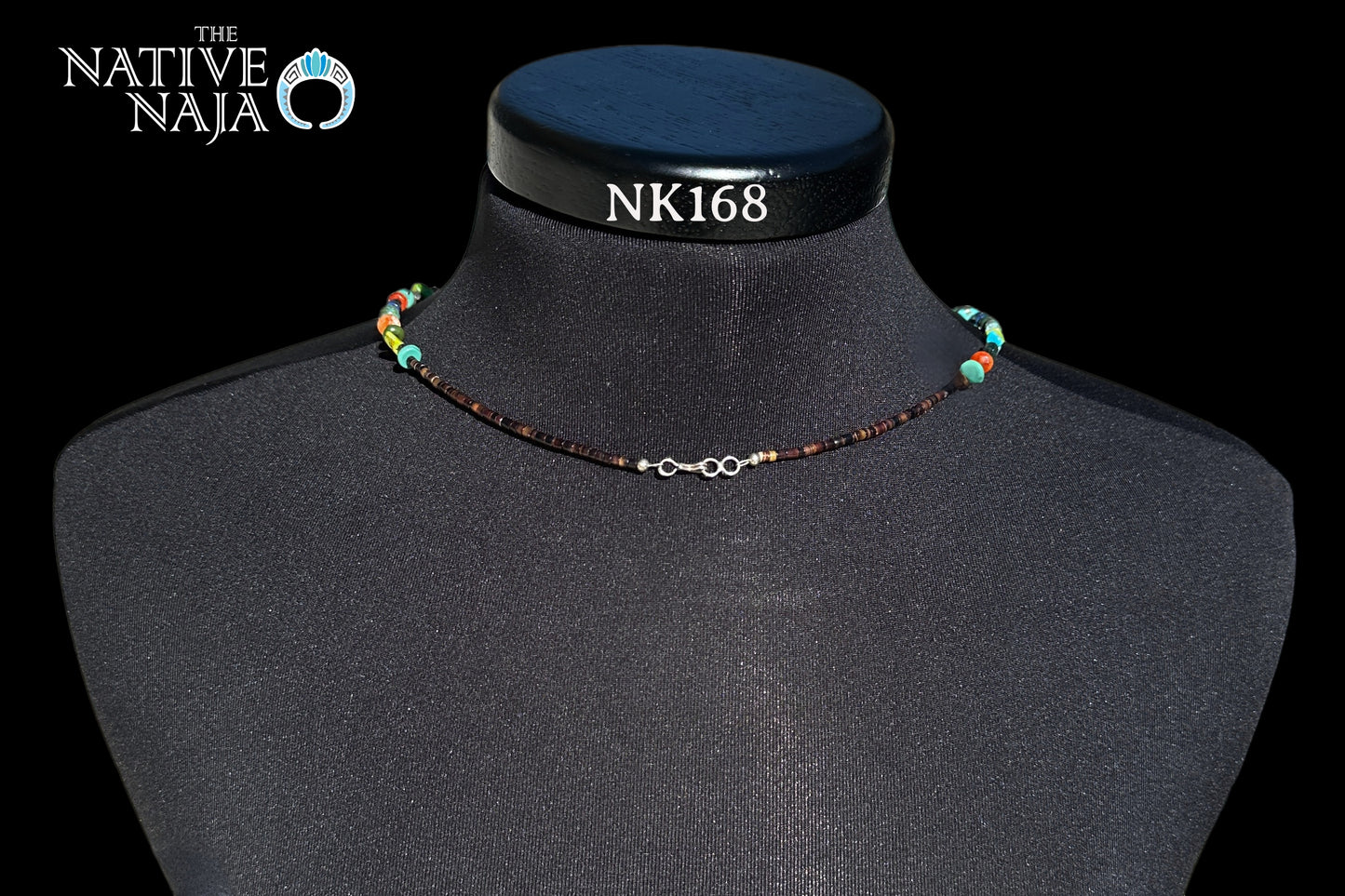 Navajo Hand Strung Sterling Silver Single Strand Multi Stone & Heishi Beads 26" Necklace NK168