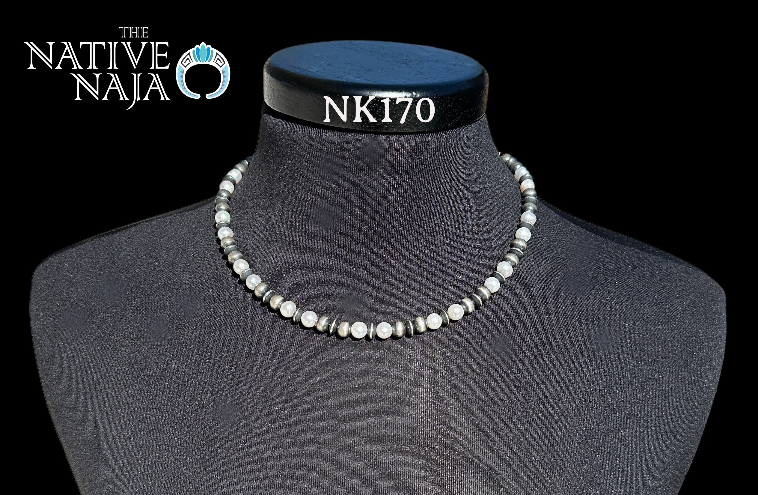 Amazing Navajo Hand Strung Sterling Silver Navajo Pearls & Freshwater Pearls 18" Necklace NK170