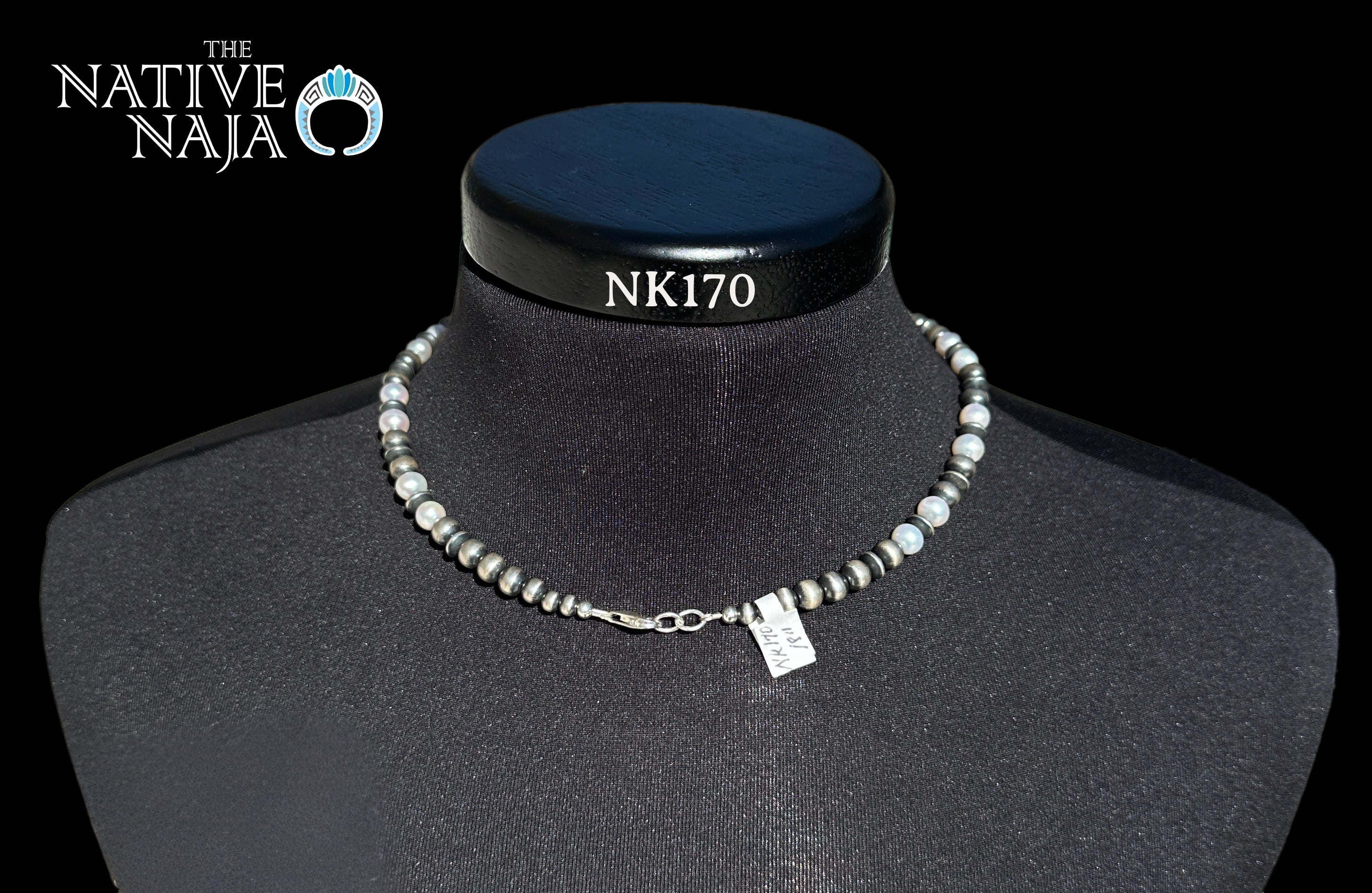 Amazing Navajo Hand Strung Sterling Silver Navajo Pearls & Freshwater Pearls 18" Necklace NK170