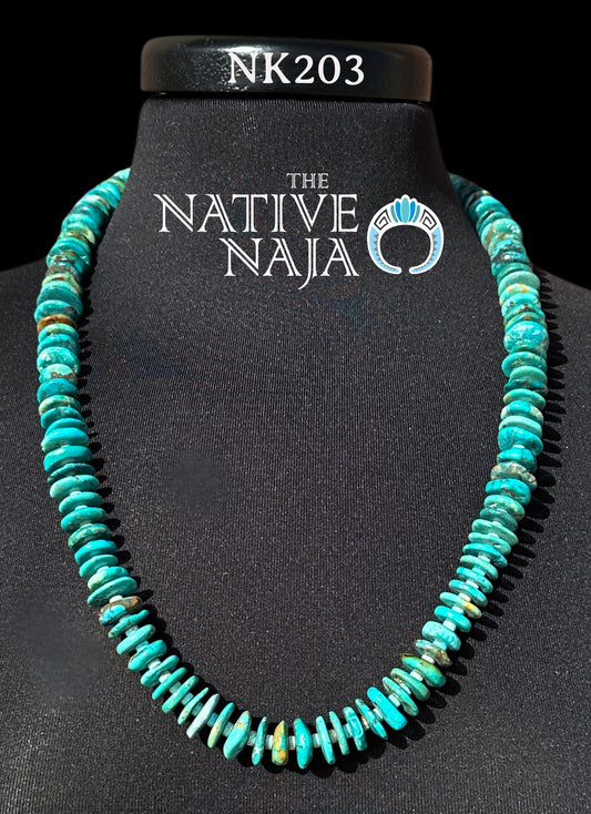 Stunning Chimney Butte Hand Strung 14-16mm Disc Turquoise 27" Necklace NK203