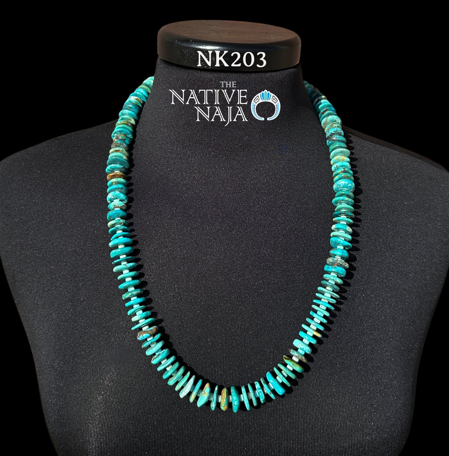 Stunning Chimney Butte Hand Strung 14-16mm Disc Turquoise 27" Necklace NK203