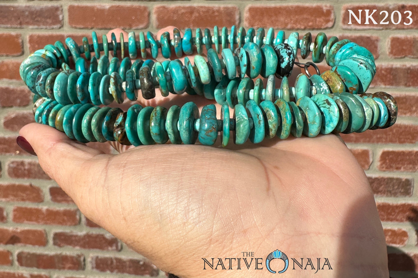 Stunning Chimney Butte Hand Strung 14-16mm Disc Turquoise 27" Necklace NK203