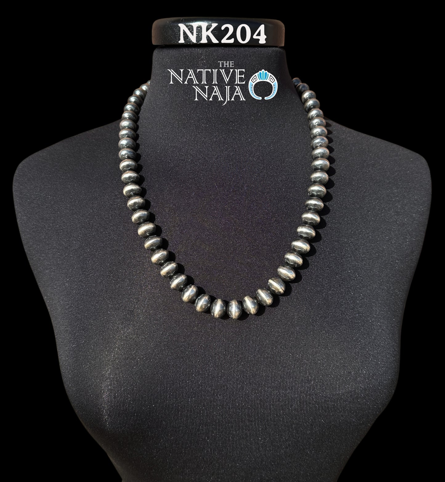 Navajo Handmade Hand Stamped 13mm Sterling Silver Navajo Pearl 25" Necklace NK204