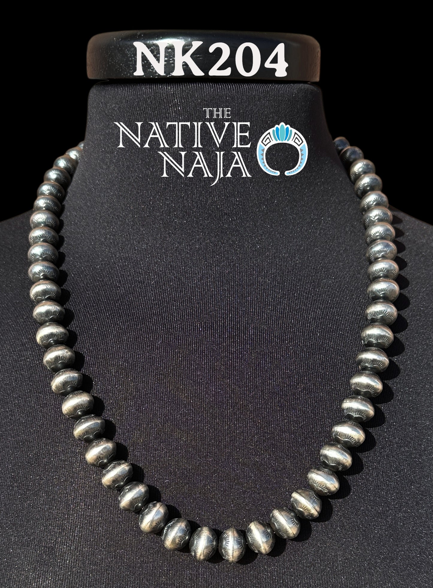 Navajo Handmade Hand Stamped 13mm Sterling Silver Navajo Pearl 25" Necklace NK204