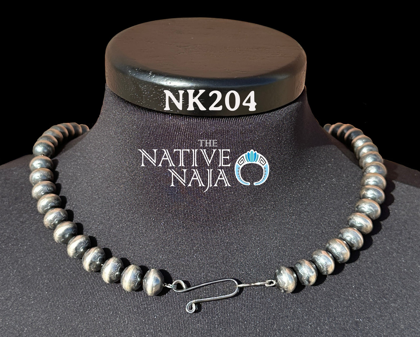 Navajo Handmade Hand Stamped 13mm Sterling Silver Navajo Pearl 25" Necklace NK204