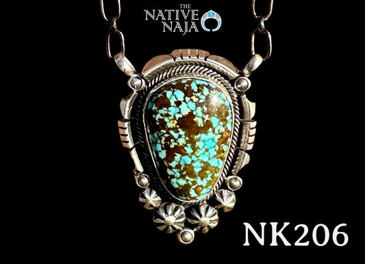 Navajo Daniel Benally Spiderweb Kingman Turquoise & Sterling Silver Necklace NK206