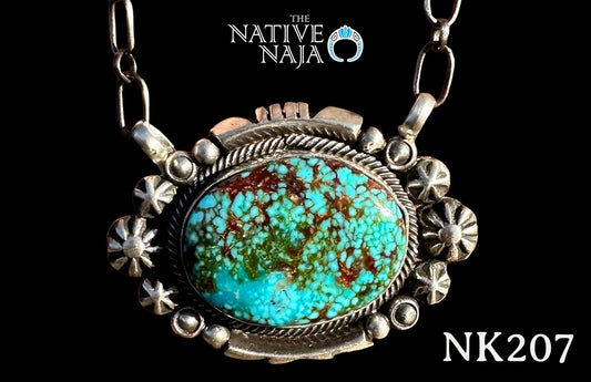 Navajo Daniel Benally Spiderweb Kingman Turquoise & Sterling Silver Necklace NK207