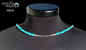 50" Running Bear Gallery Genuine Nugget Strung Kingman Turquoise Necklace NK91