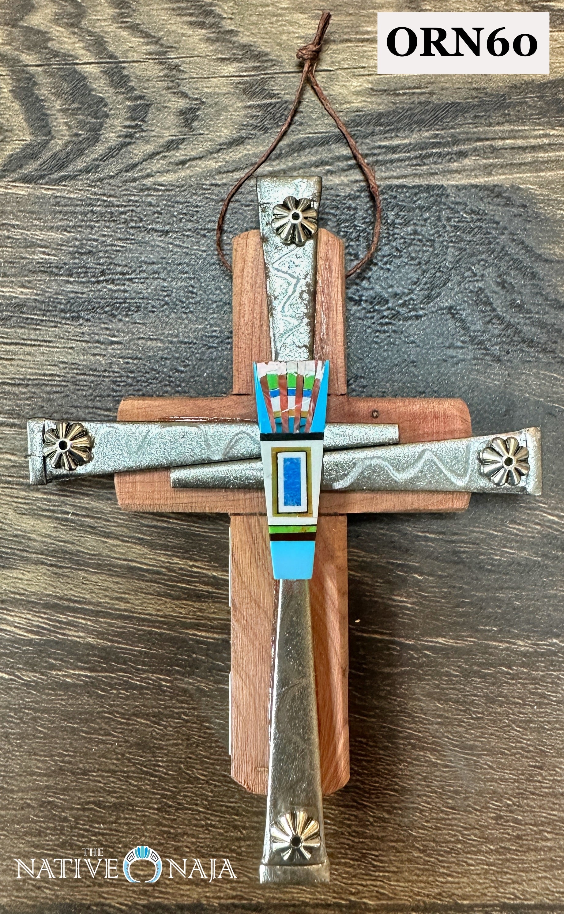 4"X5" Small Hanging Cross Ornament by NM Native American Artist Kenny Gallegos ORN60
