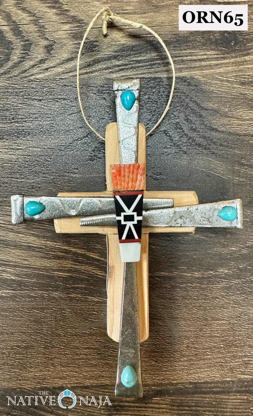 4"X5" Small Hanging Cross Ornament by NM Native American Artist Kenny Gallegos ORN65