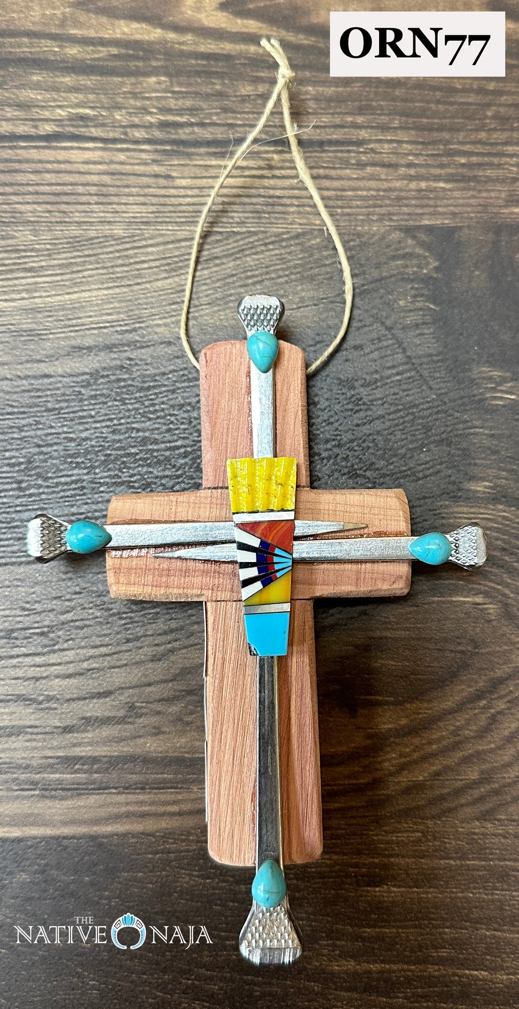 4"X5" Small Hanging Cross Ornament by NM Native American Artist Kenny Gallegos ORN77