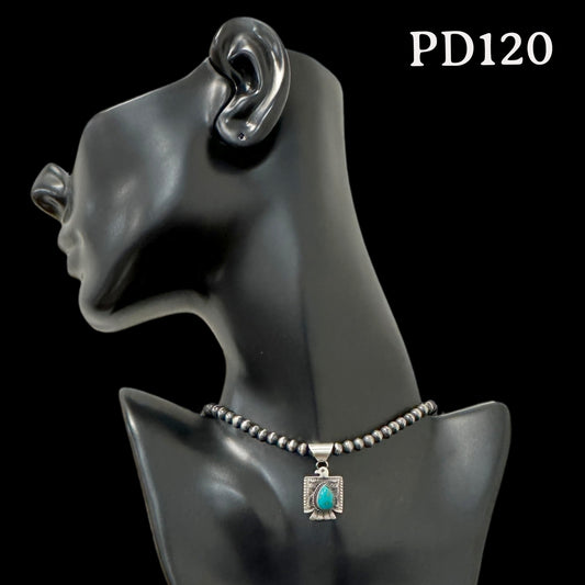 Navajo Freda Martinez Sterling Silver Kingman Turquoise Thunderbird Pendant PD120